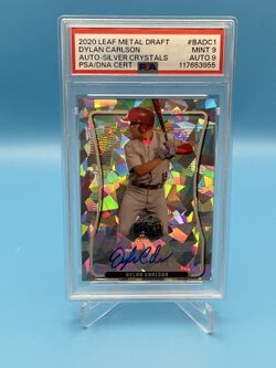Dylan Carlson 2020 Leaf Metal Draft Auto Silver Crystals - PSA 9 Auto 9