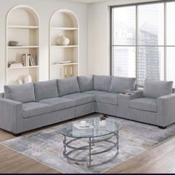 ✅️✅️4-Piece Sectional Set✅️✅️✅️
One-Arm Loveseat x 2 + Corner Wedge + Armless Chair + Console W/USB & Cup Holders✅️✅️