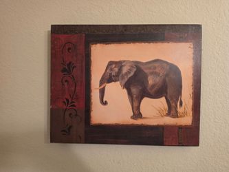 Modern wood art print elephant