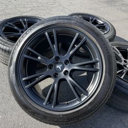 19” Tesla Model Y Gemini Factory Original Wheels Pirelli Tires Satin Black 2023