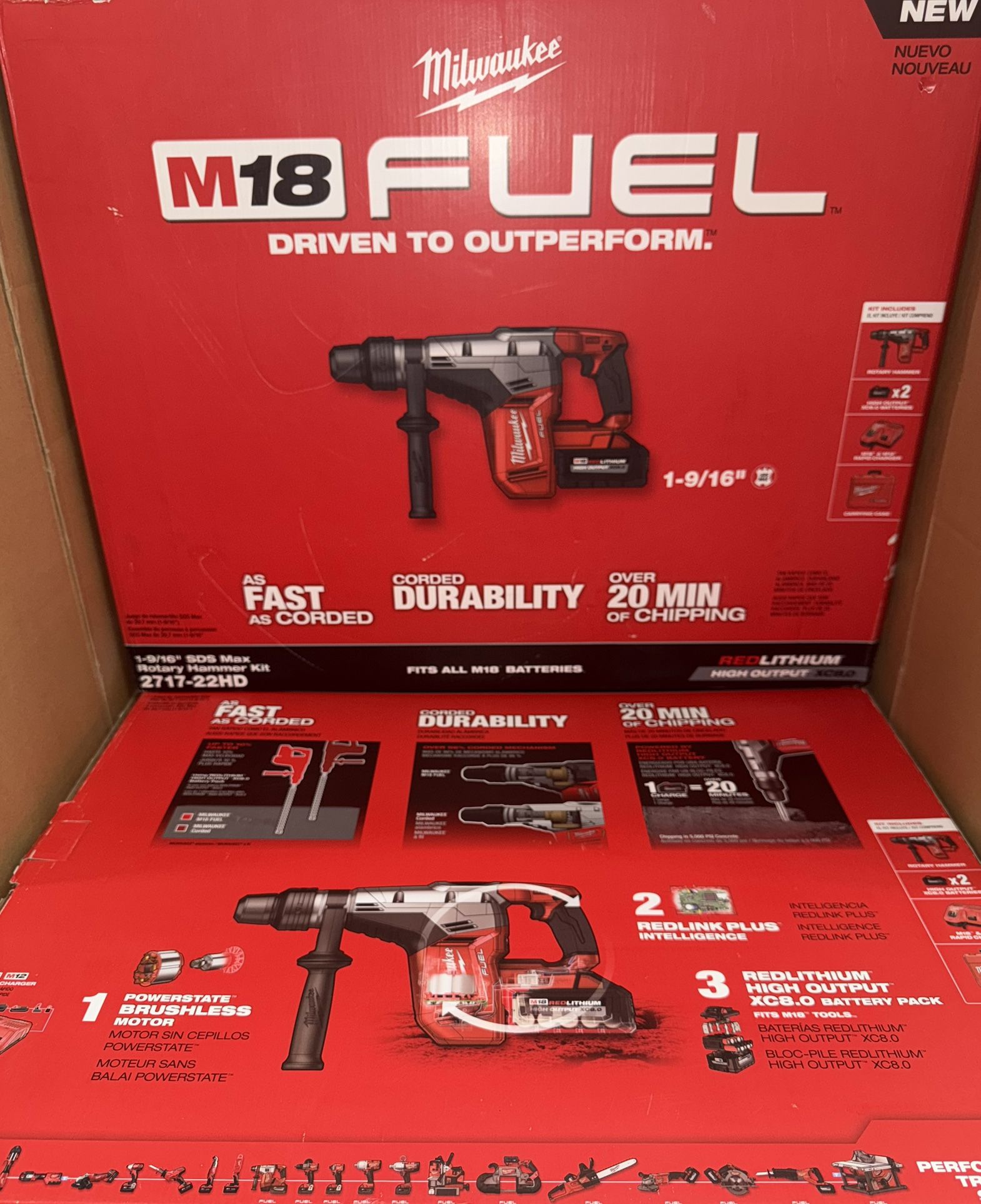 Milwaukee M18 Fuel 1-9/16” SDS MAX Kit. Model #2717-22HD