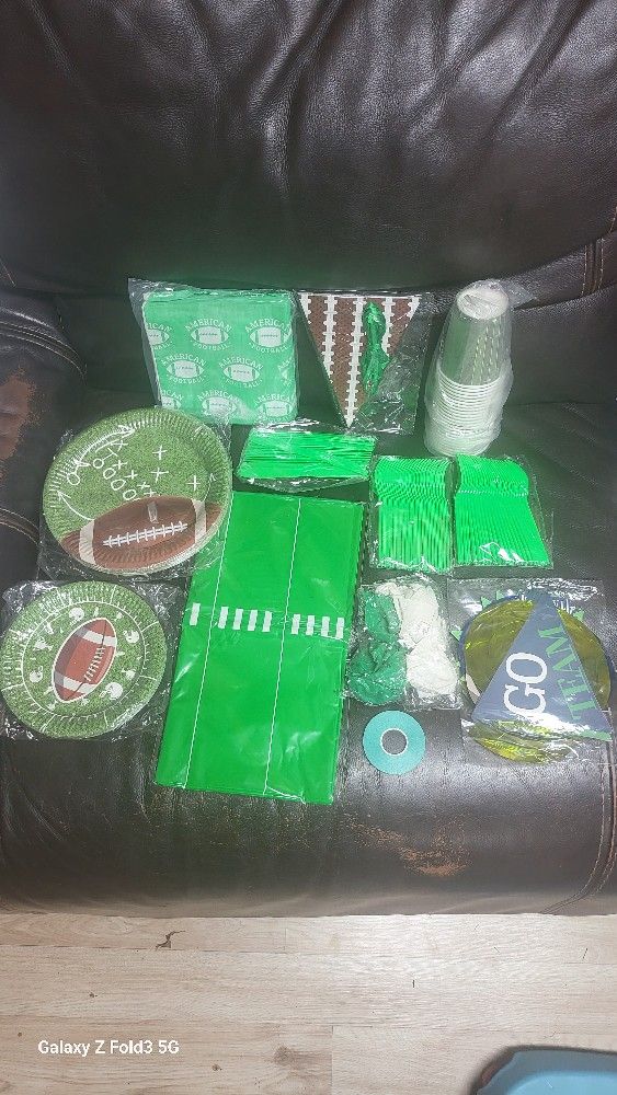 Football party supplies.