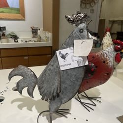 Outdoor Garden Yard Decor Ornament Metal Standing Rooster