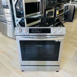 Samsung - 6.3 Cu.ft Slide-in Convection Range with Smart Dial, Air Fry  AND  Wi-Fi, Fingerprint Resistant - Stainless steel NE63TSS VO
