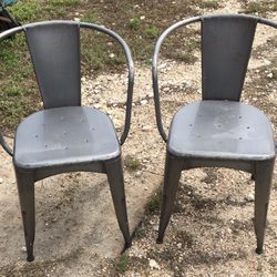 2 Industrial Style Bistro Metal Chairs