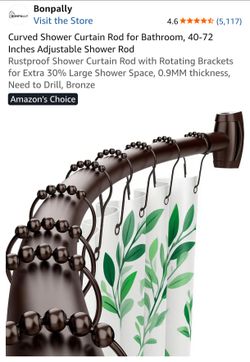 Curved Shower Curtain Rod for Bathroom, 40-72 Inches -Bronze