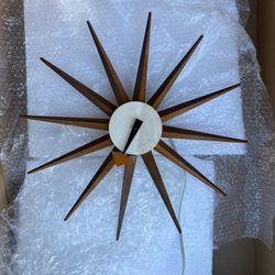 ORIGINAL EAMES ERA GEORGE NELSON STARBURST CLOCK WOOD SPOKES 