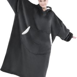 Wearable Blanket Hoodie for Women, Oversized Sherpa Fleece Sweatshirt with Giant Pocket and Sleeves for Adult Men, Warm & Cozy Wearable Blanket, Gifts