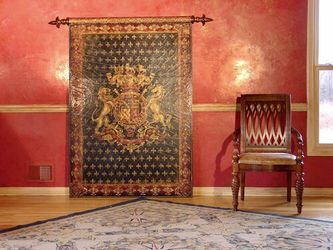 French wooden painted coat of arms royalty crest