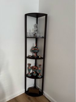LED Corner Floor Lamp with Shelves