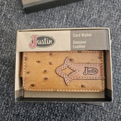 JUSTIN CARD WALLET OSTRICH TEXTURE