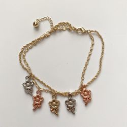 14K Gold Plated Flowers Anklet Thumbnail