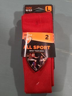 NEW All Sport Team Socks. Adult Large. Red