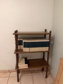 World Book Encyclopedia Set with World Book Dictionary Wooden Shelf