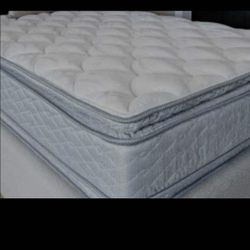 queen  size new thick pillow top bed  can deliver 