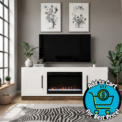 Nora Jasmine White And Barnwood 64" Fireplace TV Stand *DEAL of the Day*
