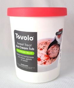 New Tovolo 1 Quart Ice Cream Gelato Sorbet White Tub Pink Lid