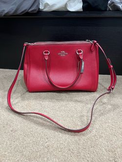 Coach Red Leather Satchel Crossbody Bag
