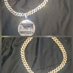 cuban link chain 20" 14mm,  & pendent set...AAA+ rated brilliant shine! $135 EACH!