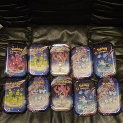 New Factory Sealed! Lot Of 10! Pokemon Paldean Fates Mini Tin!