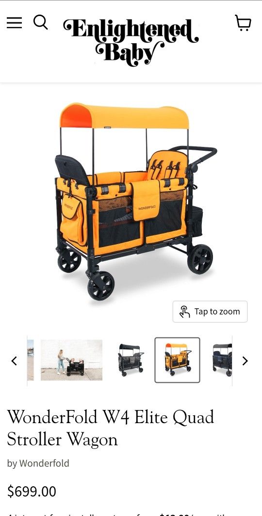 Wonderfold Multi-Purpose Quad Stroller Wagon Orange