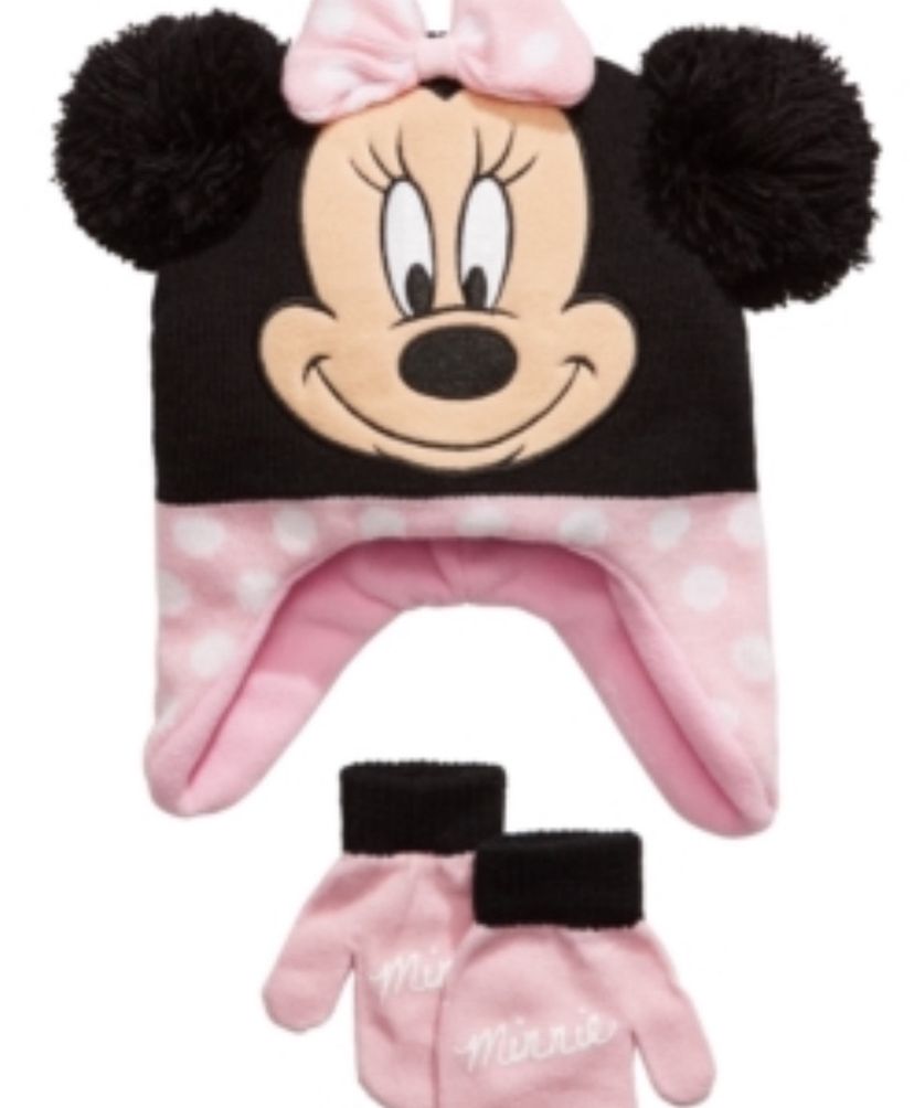 Minnie Mouse Big Girls 2-Pc. Heidi Hat & Mittens Set - Pink Size: ONE SIZEColor: Pink