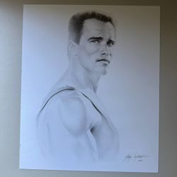 Vintage 1991 Arnold Schwarzenegger Portrait Print – Signed – Terminator Era