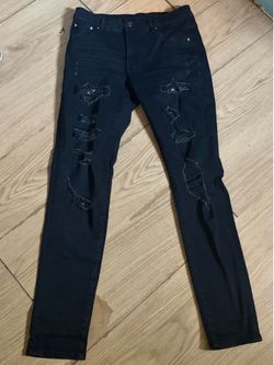 Black ripped skinny jeans with studs SIZE 31