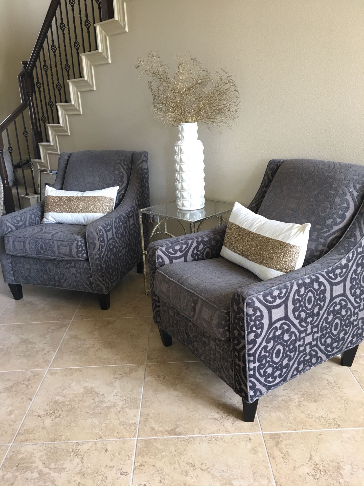 Accent Chairs (set of 2) Upholstered Cindy Crawford Collection