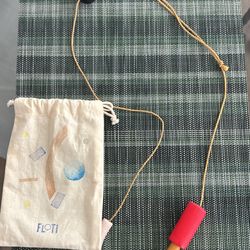 FLOTI Hand-Painted Ceramic Necklace: Grogged Stoneware Clay, Leather Cord 