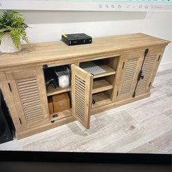 Media Cabinet (Solid Wood, Distressed Look)