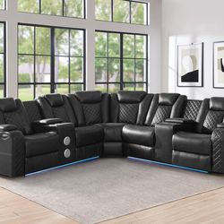 ✨POWER RECLINER SECTIONAL WITH SPEAKERS, USB PORTS , CUPHOLDERS