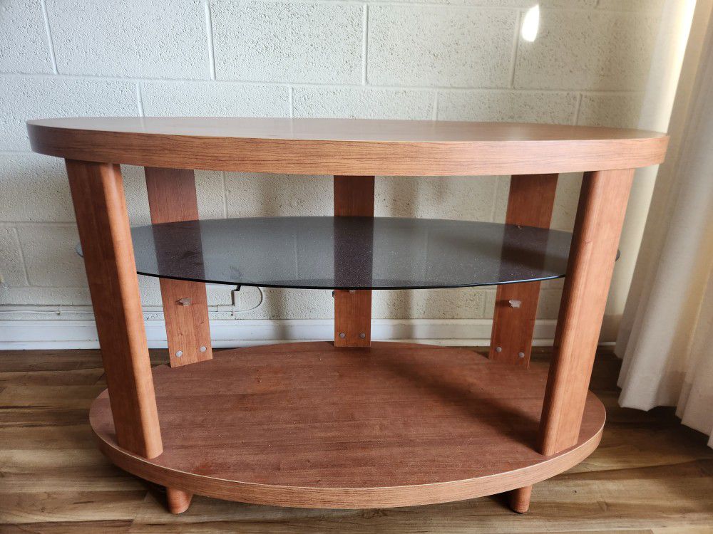 Wooden 2 Tier Glass TV Stand 