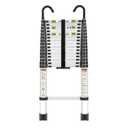 Telescopic Ladder, 20.34FT Aluminum Telescoping Ladder with Stable Hook and Non-Slip Feet, RIKADE Portable Extension Ladder for Household and Outdoor 