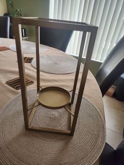 Gold Metal Geometric Candle Lantern Centerpiece