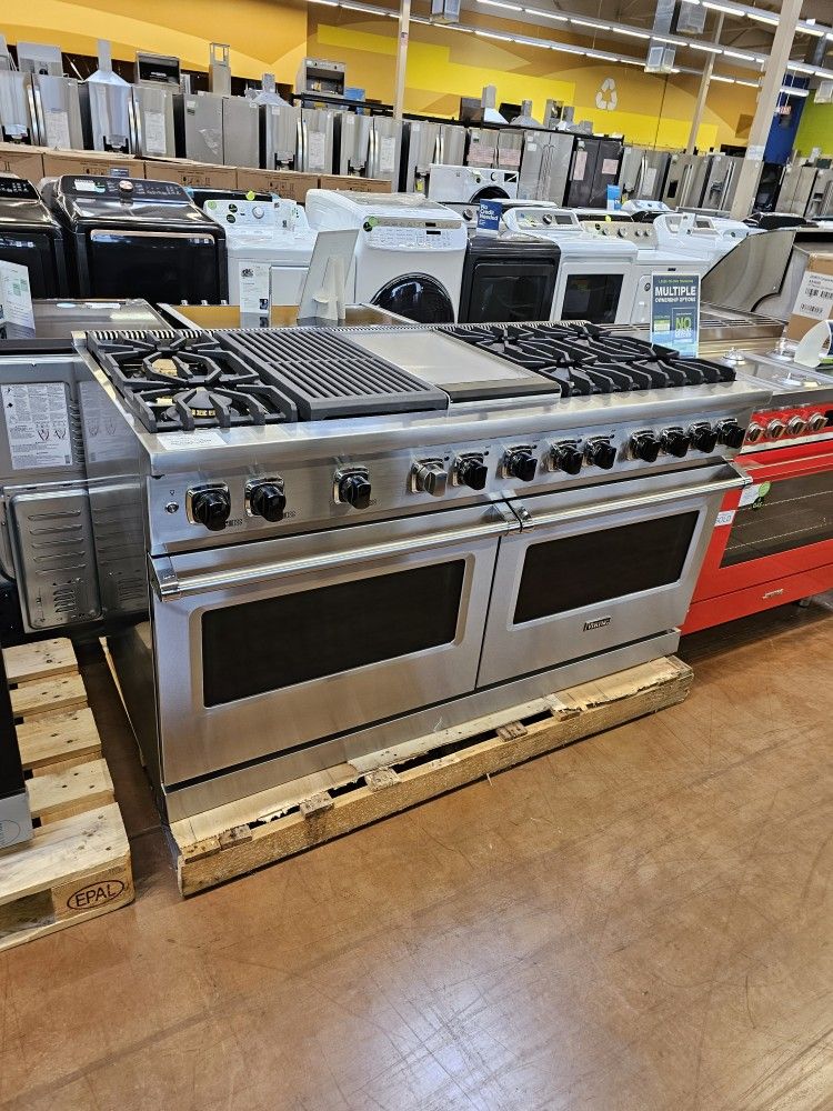 Dual Fuel stove 60 inch wide Viking with grill and griddle