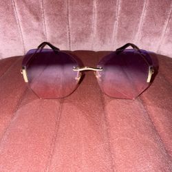Authentic Miu Miu Gold-Trim Purple and pink Gradient Rimless Sunglasses