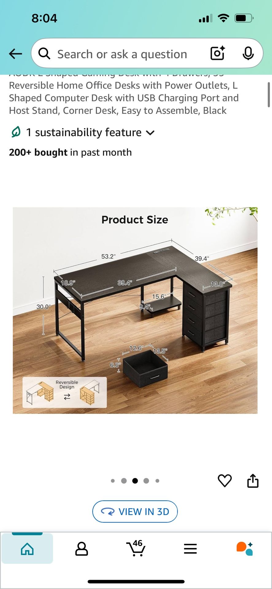 Black L desk 