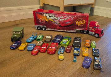 Disney Pixar Cars Mack carrier and cars