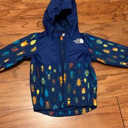 North Face Kids Toddler Baby Zipline Rain Jacket Blue Bug Print Size 2T