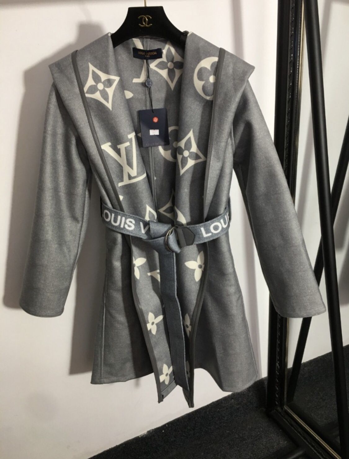 Coat Jacket Gray Hoodie Print Belt Designer Womens Winter Fall