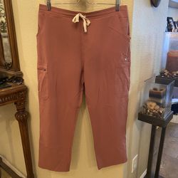 FIGS Women Light Mauve Technical Collection Scrub Pants Size Large-Been Hemmed