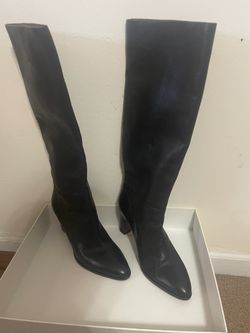 Black Leather Knee-High Boots