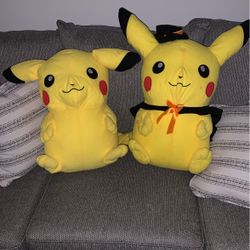 Two Pickachus Pokémon Stuffed Animals 