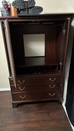 Cherry Wood Armoire with Drawers