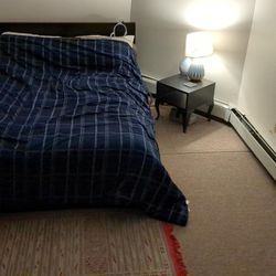 Queen IKEA Bed + Side Table