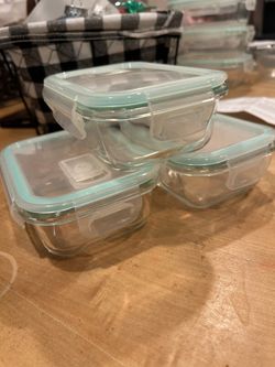 3 Glass Meal Prep Storage Containers W/snap Top