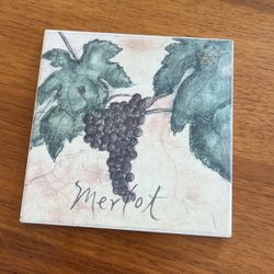 Merlot Grape  Ceramic Tile Hot Plate 