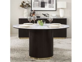 Clayten White/Espreeso Round Dining Table W/Marble