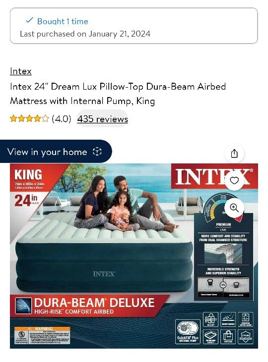 Intex 24 Inch King Air Mattress 